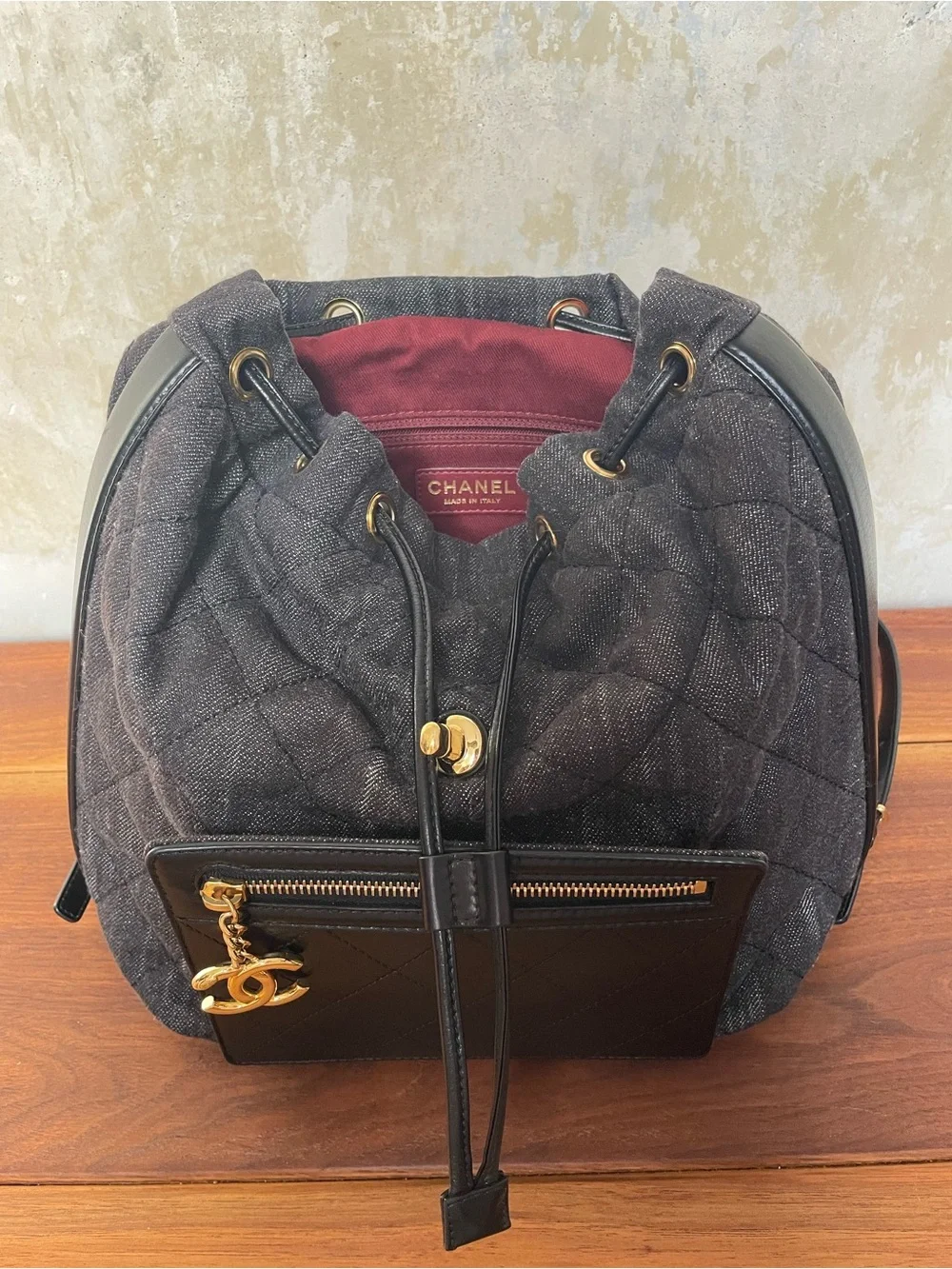 Chanel Washed Denim Calfskin Quilted Backpack 2016